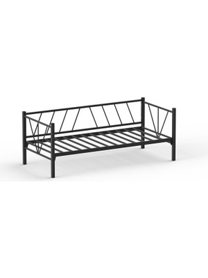 Unimet Alchera Daybed Tek Kişilik Sedir Divan Metal Karyola Siyah