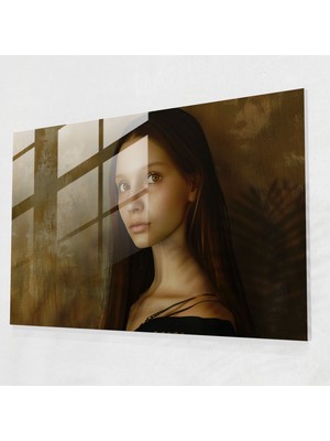 Leonardo Da Vinci Cam Duvar Sanatı - Genç Kadın Portresi - Leonardo Da Vinci, Leonardo Da Vinci, Cam Sanatı, Cam Duvar Sanatı, 45X30