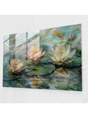 Nilüferler Sakin Gölet Cam Sanatı - Claude Monet, Ev Dekorasyonu, Claude Monet, Modern Sanat, 45X30