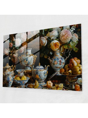 Painted Anarchy Klasisizm Ev Dekorasyonu - Barok Natürmort Cam Baskı - Klasisizm, Duvar Dekorasyonu, Cam Sanatı, Cam Duvar Sanatı, 45X30