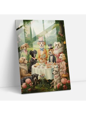 Painted Anarchy Insan Gibi Giyinmiş Köpekler Cam Baskı - Insan Gibi Giyinmiş Hayvanlar, Duvar Dekorasyonu, Insan Gibi Giyinmiş Hayvanlar, Çay Partisi, 30X45
