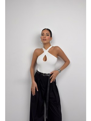 Black Fashion Çapraz Askılı Bodysuit