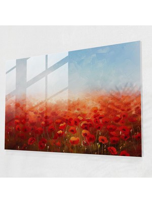 Painted Anarchy Claude Monet Gelincik Tarlası Cam Baskı - Claude Monet, Duvar Süslemesi, Cam Duvar Sanatı, Cam Baskı, 45X30