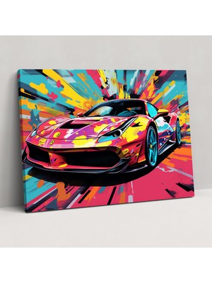 Painted Anarchy Ferrari Kanvas Tablo - Pop Art Duvar Dekorasyonu - Ferrari, Ferrari, Cesur Tipografi, Duvar Sanatı, 50X30 cm
