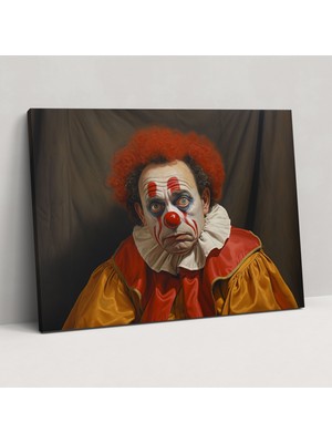 Painted Anarchy Melankolik Palyaço Kanvas Tablo - Sirk, Kanvas Tablo, Entrika, Gerçekçi, 50X30