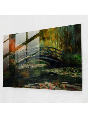 Painted Anarchy Claude Monet Köprüsü Cam Baskı - Claude Monet, Duvar Dekorasyonu, Cam Sanatı, Ev Dekorasyonu, 45X30