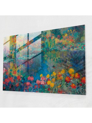 Painted Anarchy Claude Monet Cam Sanatı Güneşli Bahçe Modern Sanat - Claude Monet, Cam Baskı, Cam Duvar Sanatı, Modern Sanat, 45X30