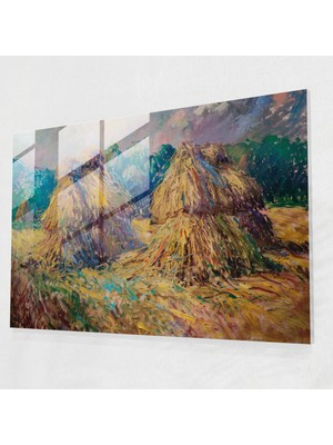 Painted Anarchy Claude Monet Saman Yığınları Modern Sanat Cam Baskı - Claude Monet, Claude Monet, Duvar Dekorasyonu, Cam Baskı, 45X30