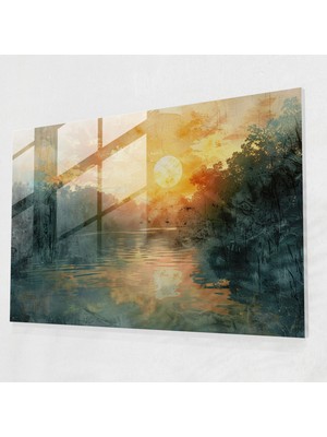 Painted Anarchy Claude Monet Gündoğumu Cam Baskı - Claude Monet, Duvar Dekorasyonu, Ev Dekorasyonu, Cam Sanatı, 45X30