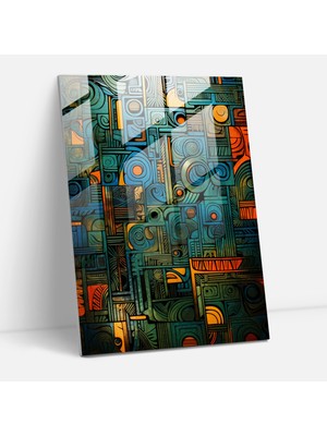 Painted Anarchy Inka Uygarlığı Cam Baskı - Soyut Inka Tekstilinden Esinlenen Duvar Dekorasyonu - Maya, Modern Sanat, Inka Uygarlığı, Soyut Tasarım, 30X45