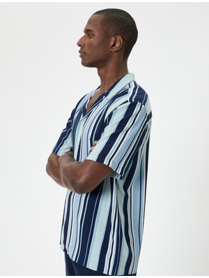 Koton Yazlık Gömlek Kısa Kollu Devrik Yaka Viskon Kumaş