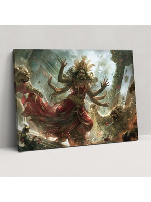 Painted Anarchy Mitoloji Duvar Dekorasyonu - Şeytanları Öldüren Tanrıça Durga - Mitoloji, Ev Dekorasyonu, Duvar Sanatı, Mitoloji, 50X30