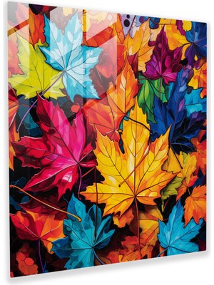Painted Anarchy Pop Sonbahar Yaprakları Cam Baskı - Sonbahar, Pop Art'tan Esinlenen, Canlı Kolaj, Ev Dekorasyonu, 30X30