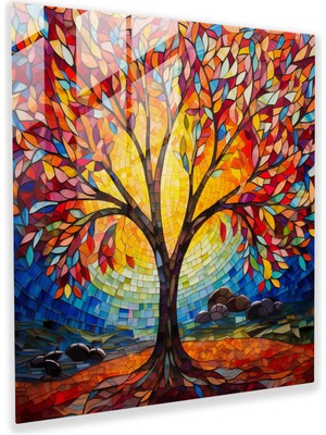 Painted Anarchy Sonbahar Mozaik Cam Baskı - Sonbahar, Canlı Sonbahar Ağacı, Renkli Yapraklar, Duvar Dekorasyonu, 30X30