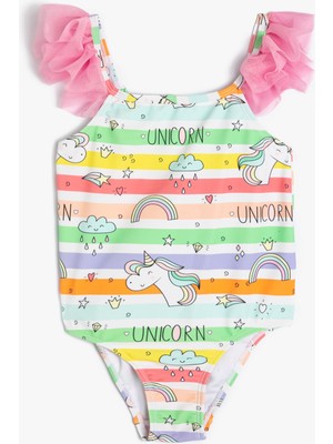 Koton Mayo Tül Detaylı Unicorn Baskılı
