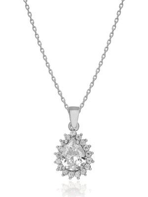 Silveranka 925 Ayar Gümüş Damla Taşlı Anturaj Kolye