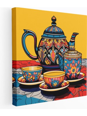 Painted Anarchy Osmanlı Çay Seti Pop Art Kanvas Tablo, 30X30 cm