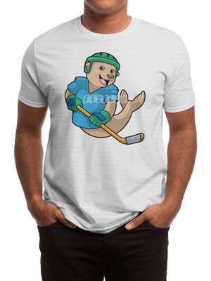 Fizello Seal At Ice Hockey With Ice Hockey Stick Spor T-Shirt