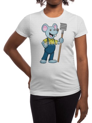 Fizello Mouse As Farmer With Rake Spor T-Shirt