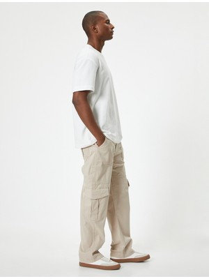 Koton Kargo Cepli Gabardin Pantolon Yüksek Bel Düğmeli