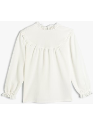 Koton Bluz Uzun Kollu Dik Yaka Manşetleri Lastikli