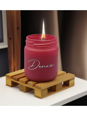 Bk Gift Kişiye Özel Dtf Isimli Leylak Renkli Cam Kavanozda Kokulu Mum-1, Arkadaşa Hediye, Sevgiliye Hediye, Doğum Günü Hediyesi