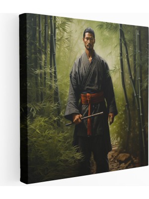 Painted Anarchy Bambu Ormanında Samuray Savaşçısı Kanvas Tablo, 30X30 cm