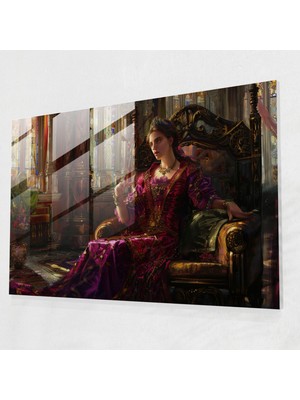 Muhteşem Kraliçe Cam Baskı - Raphael Öncesi Kardeşlik, Duvar Süslemesi, Cam Sanatı, Cam Baskı, 45X30