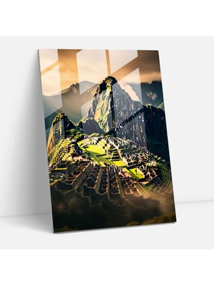 Painted Anarchy Inka Uygarlığı Cam Baskı - Minimalist Machu Picchu Duvar Dekorasyonu - Maya, Minimalist Tasarım, Inka Uygarlığı, Ev Dekorasyonu, 30X45