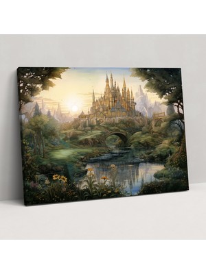 Ortaçağ Kalesi Kanvas Tablo - Ortaçağ, Zaman Yolculuğu, Cazibe, Duvar Tablosu, 50X30