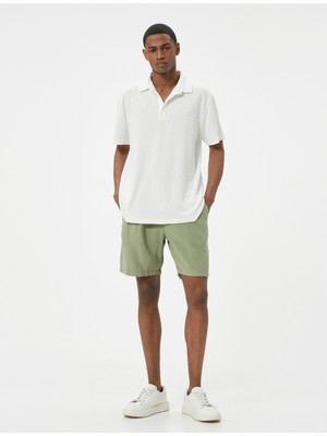 Koton Bermuda Şort Beli Bağcıklı Cep Detaylı Rayon Kumaş