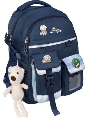 Relaxion New Style Lacivert Çok Gözlü Ilkokul Çantası