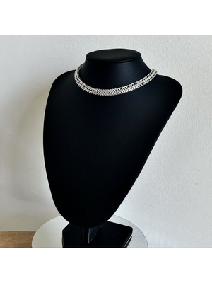 Nesly Accessories Silver 316L Paslanmaz Çelik Örgü Model Choker Kolye