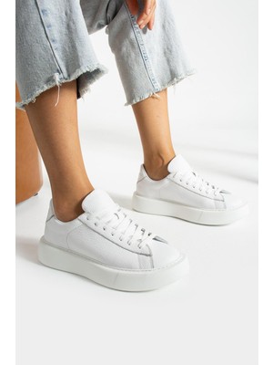 Follini Kadın Hakiki Deri Sneaker Beyaz
