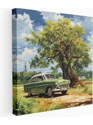 Painted Anarchy Empresyonist Kırsal Klasik Araba Kanvas Tablo, 30X30 cm