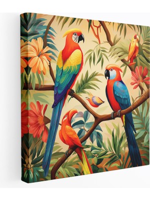 Painted Anarchy Yaban Hayatı Duvar Sanatı - Retro Egzotik Kuşlar Posteri Kanvas Tablo - Yaban Hayatı, Kanvas Tablo, Egzotik Kuşlar, Kuşlar, 30X30 cm