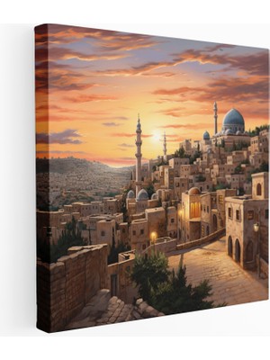 Painted Anarchy Bethlehem Gün Batımı Şehir Manzarası Kanvas Tablo, 30X30 cm