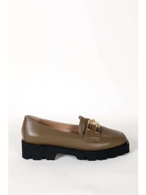 Elisse Shoes Kadın Vizon Deri Toka Ayakkabı