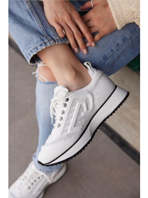 Follini Kadın Beyaz Deri Sneaker Spor Ayakkabı