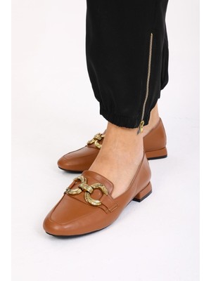 Follini Kadın Deri Loafer Taba