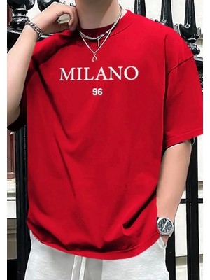 Amor Man Büyük Beden Özel Tasarım Milano Baskılı Oversize Yeni Stil Şık Erkek Battal T-Shırt