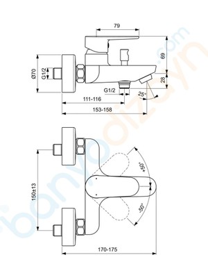 İdeal Standart Ideal Standard Tyria Banyo Bataryası Krom BC157AA