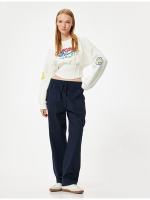 Koton Havuç Pantolon Beli Bağcıklı Cepli Rahat Kalıp Pamuklu