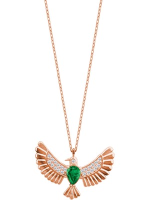 Shiny Spectra Alaycı Kuş  Mockingbird 925 Ayar Gümüş Kırmızı Renk Kolye