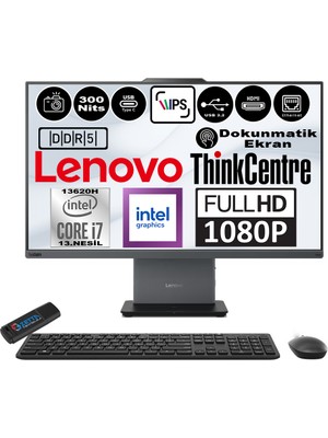 Lenovo Thinkcentre Neo 27 50A Gen5 Intel Core I7 13620H 96GB Ddr5 256GB SSD Freedos Intel® UHD Graphics 27" Dokunmatık Fhd All In One Bilgisayar 12SA0013TRF16 + Zetta Flash Bellek