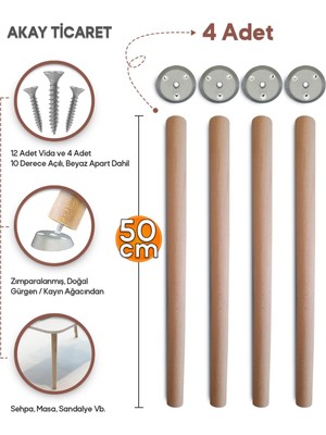 Akay Ticaret Sehpa Ayağı 50 cm Konik Ayak