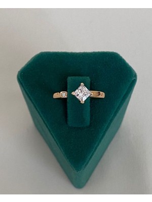 Nunu365com Xuping Rose Gold Numaralı Kare Küçük Kare Taşlı Yüzük