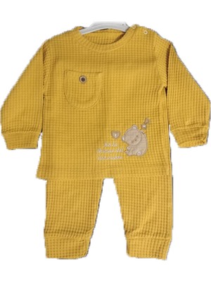 Aura Bebek Aurabebek Waffle Kumaş Aahtarlı Ayıcık Aepli 2'li Çocuk Takım