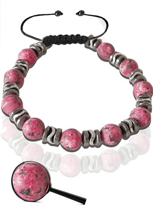 Tesbih Atölyesi Sertifikalı Pembe Renkli Gerçek Kuvars Taşı Bileklik - Ayarlamalı