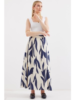 Bigdart 8028 Desenli Uzun Etek - Lacivert